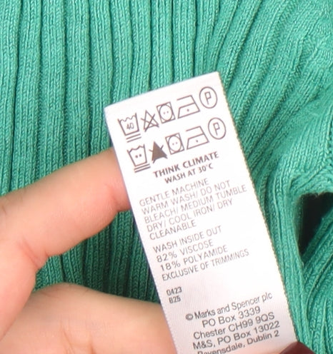 Marks and Spencer Women’s Green Collared Knit Long Sleeve Top Size 16