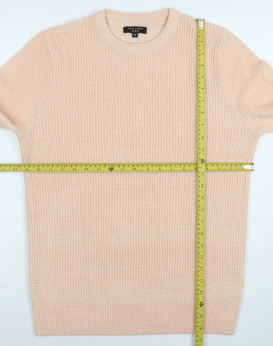 New Look Men Beige Waffle-Knit Crew Neck Jumper Size M