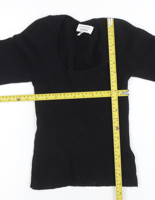 Aritzia Women Black Wool Blend Scoop Neck Long Sleeve Jumper Size S