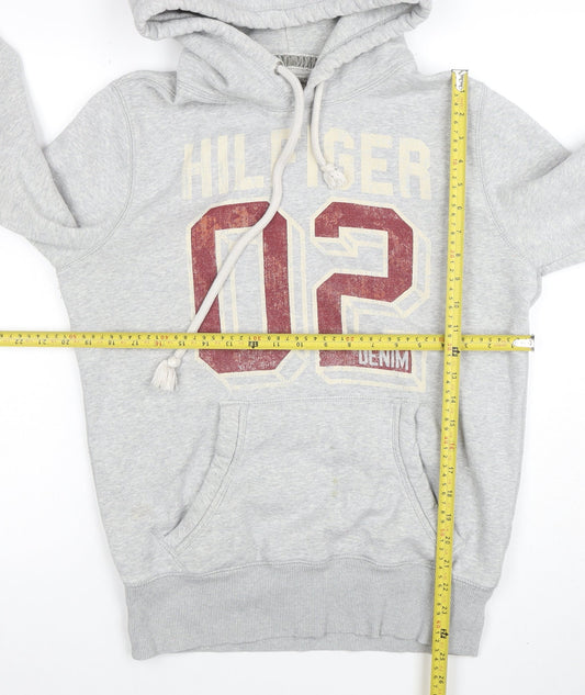 Tommy Hilfiger Men's Grey Pullover Hoodie Medium Logo Sports Fleece