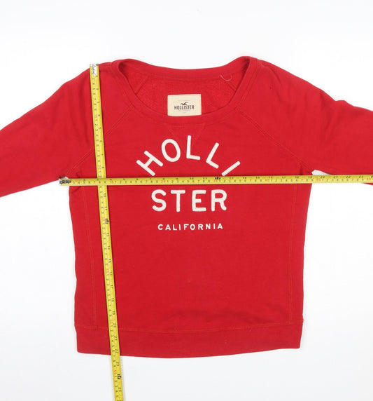 Hollister Women’s Red Crew Neck Pullover Sweatshirt Size S Cotton Blend