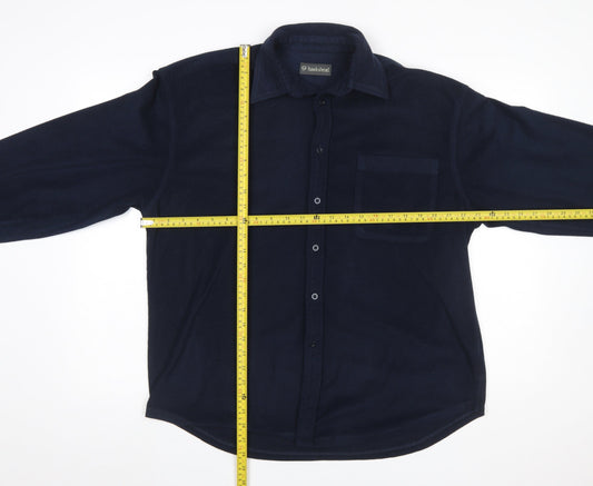 Hawkshead Men's Blue Fleece Button-Up Long Sleeve Shirt M