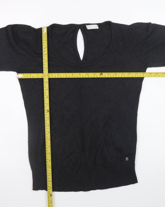 Bench Womens Black L Knit Pullover Jumper Long Sleeve Round Neck