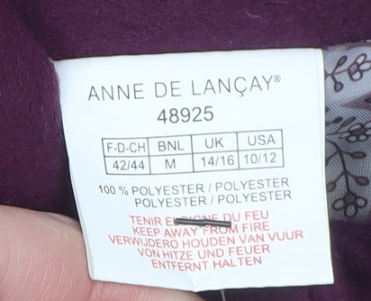 Brand and care label for Anne De Lançay Women's Purple Mid-Length Coat UK 14 Classic Style