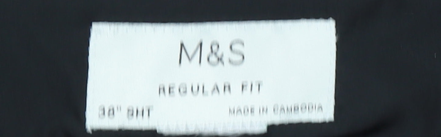 Marks and Spencer Men's Black Regular Fit Dress Trousers 30 Short