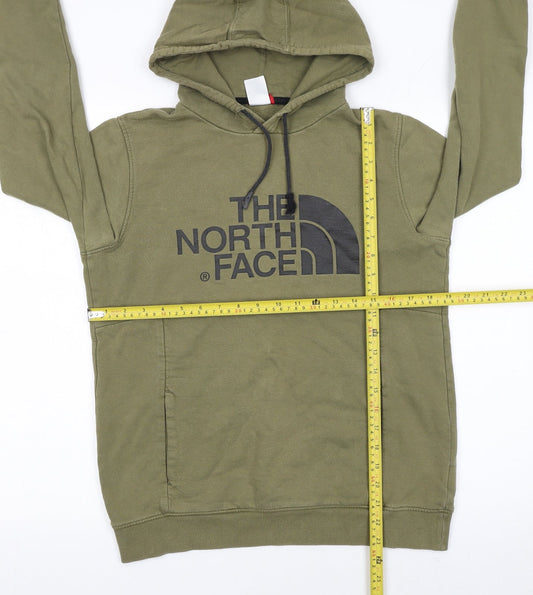 The North Face Womens Khaki Pullover Hoodie Small Cotton Logo Casual