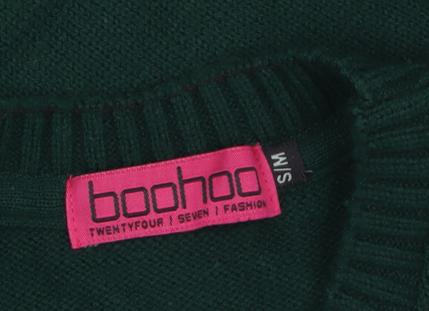Boohoo Womens Green Christmas Reindeer Crew Neck Jumper Size S