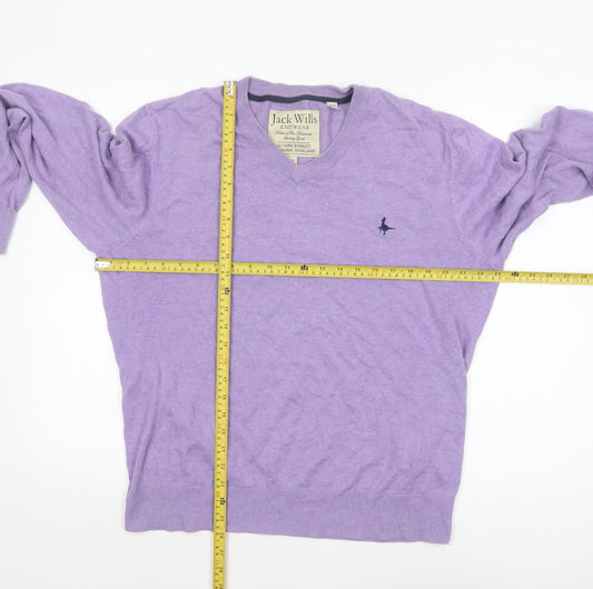 Jack Wills Men’s Purple V-Neck Cotton Cashmere Jumper XL