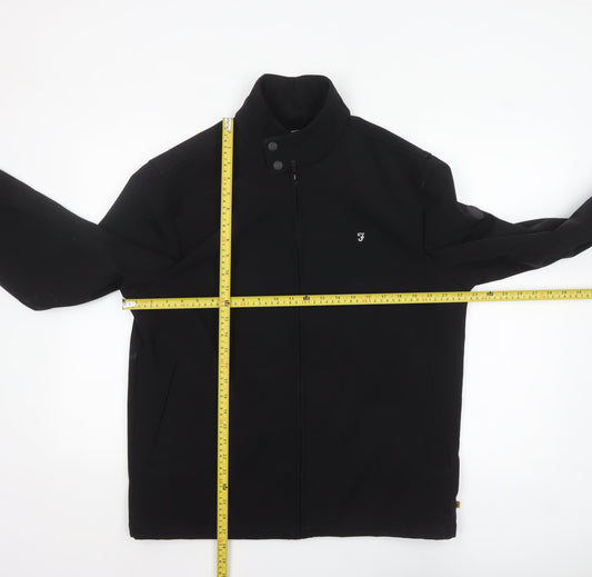 Farah Men's Black Softshell Jacket L Full Zip Stand Collar