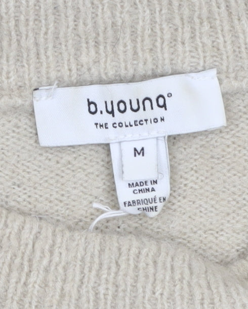 Additional view of b.young Women's Grey Stripe Wool Blend Crew Neck Jumper, size M