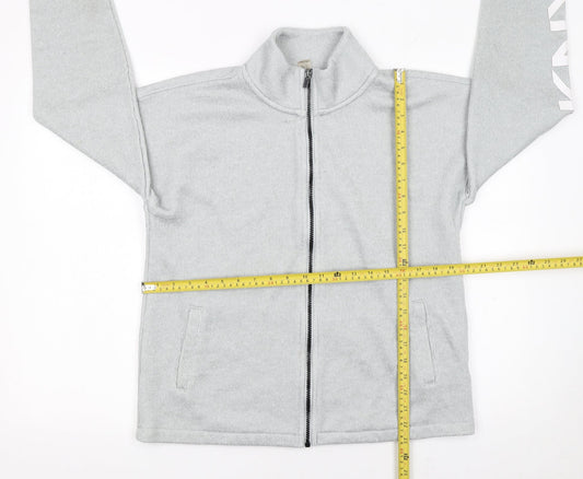 DKNY Women Grey Track Jacket Size L Full Zip Sportswear