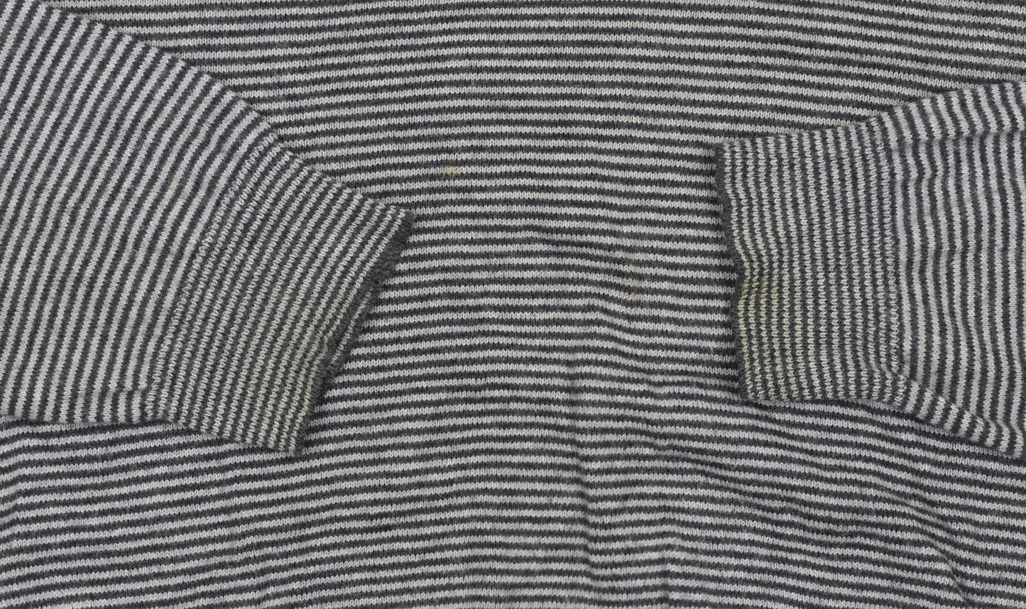 Austin Reed Men’s Grey Striped V-Neck Cashmere Blend Jumper M