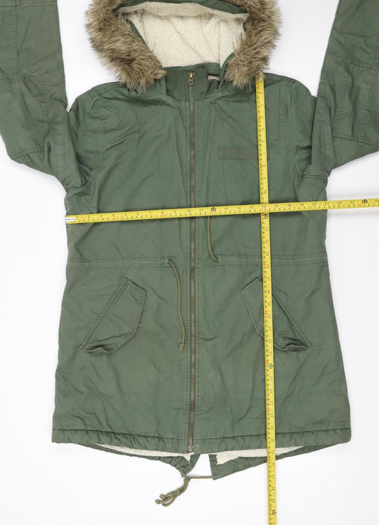 GAP Women’s Green Faux Fur Hooded Cotton Parka Coat Size L