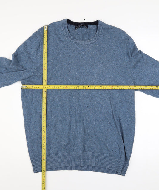 GAP Men's Blue Cotton Cashmere Crew Neck Jumper Size L