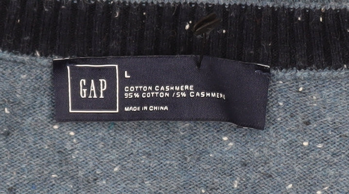 GAP Men's Blue Cotton Cashmere Crew Neck Jumper Size L