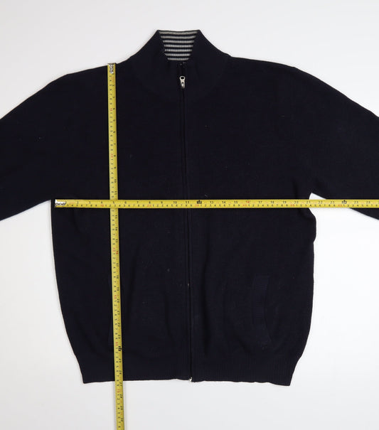 Greenwoods Men’s Blue Full Zip Cotton Knit Jacket Size L