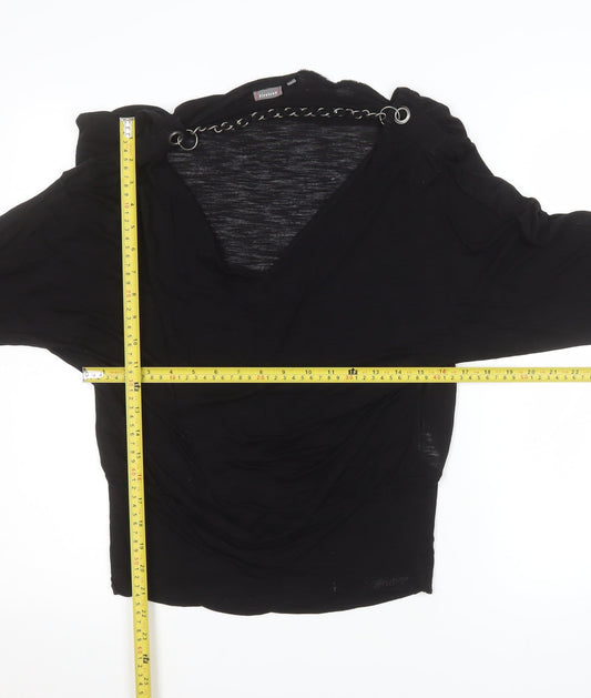 Firetrap Women's Black Wrap Long Sleeve Lyocell Blouse Size M