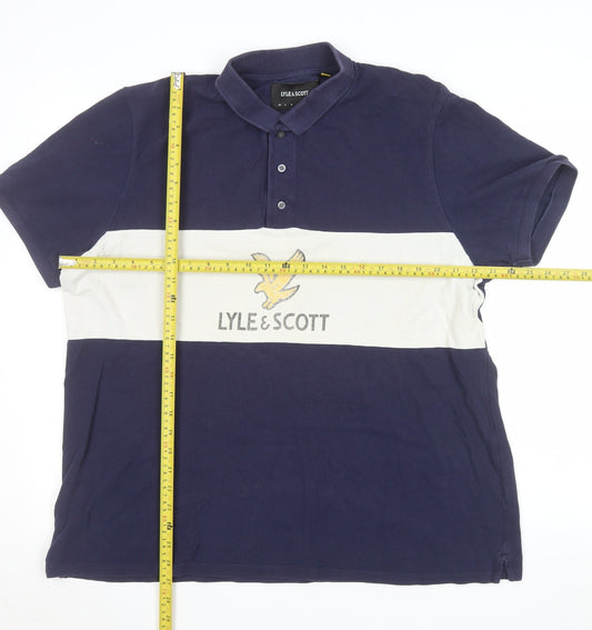 Lyle & Scott Men's Navy Blue Short Sleeve Cotton Polo XXL