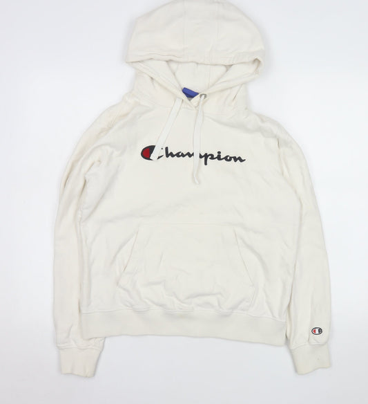 Champion Men's Ivory Small Pullover Hoodie with Logo Graphic