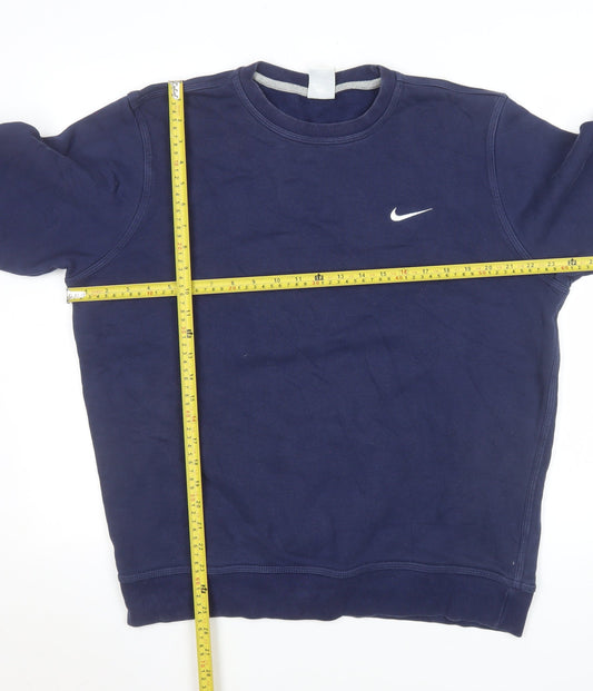 Nike Men's Blue Pullover Sweatshirt L Crew Neck Logo Fleece