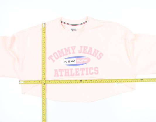Tommy Jeans Womens Pink Cropped Pullover Sweatshirt Size S