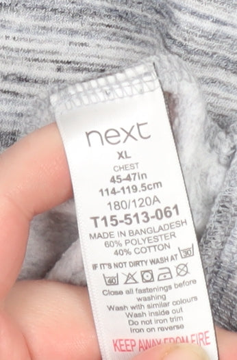 Next Men's Grey Pullover Hoodie XL Regular Fit Fleece