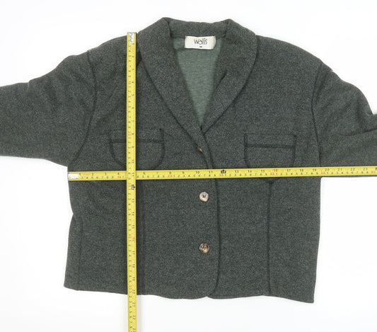 Wallis Women Green Knit Blazer Medium Single Breasted Jacket