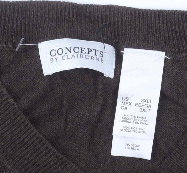 Concepts by Claiborne Men's Brown Argyle Cotton 3XL Vest Jumper