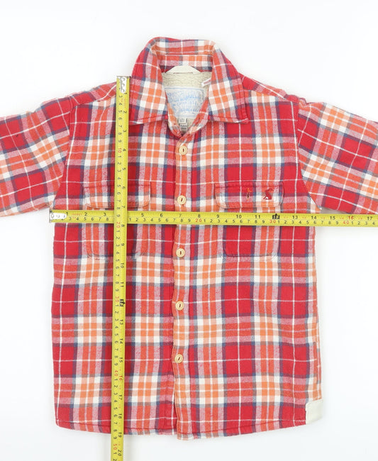 Joules Boys Red Check Flannel Sherpa Lined Shirt Jacket 6 Years