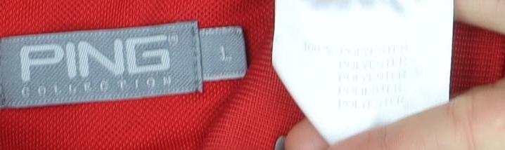PING Men's Red Golf Polo Shirt Size L Moisture Wicking Performance