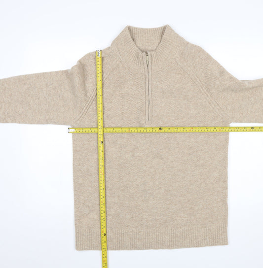 Country Road Men’s Beige Wool Half Zip Jumper Size M