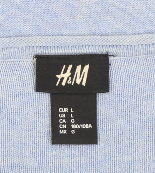 H&M Womens Blue Cotton Long Sleeve Jumper Size 14 Regular Fit