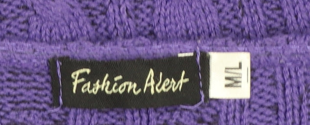 Fashion Alert Women's Purple Cable Knit V-Neck Cardigan M