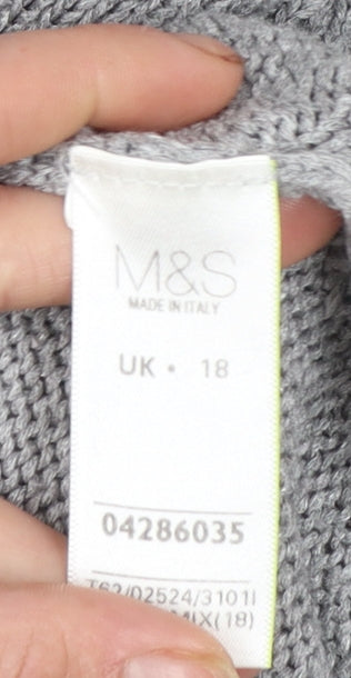 Marks and Spencer Per Una Women’s Grey Asymmetric Knit Jumper Size 18