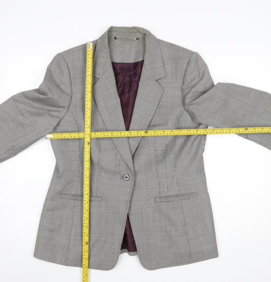 Austin Reed Women's Grey Wool Houndstooth Blazer Jacket Size 16 Classic Fit