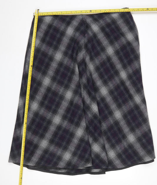 Marks and Spencer Women Grey Checked Wool Blend Midi Skirt UK 20