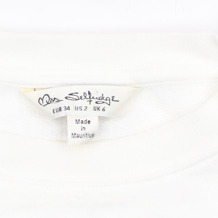 Additional view of Miss Selfridge Women White Cotton Pullover Sweatshirt UK 6
