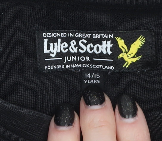 Additional view of Lyle & Scott Junior boys’ black crew neck pullover sweatshirt 14-15 years
