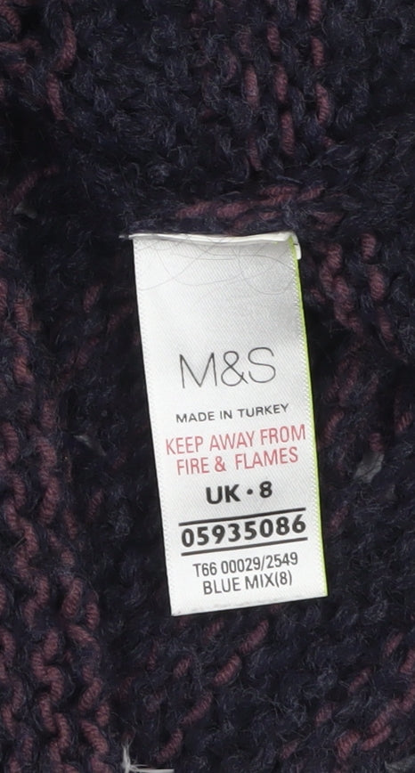 Marks and Spencer Women Blue Mix Size 8 Knit Pullover Jumper