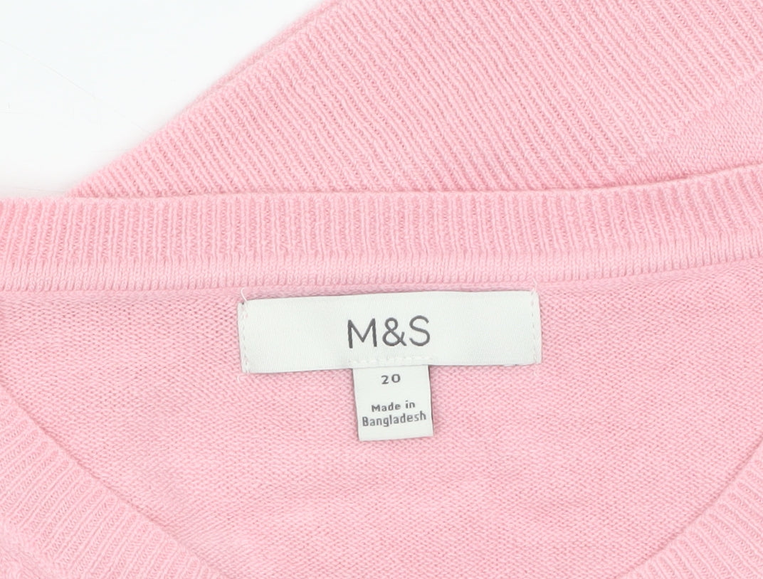 Marks and Spencer Women Pink Size 20 Crew Neck Acrylic Jumper