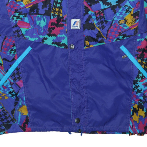 K-Way Women's Multicoloured Hooded Full Zip Retro Pullover Jacket M