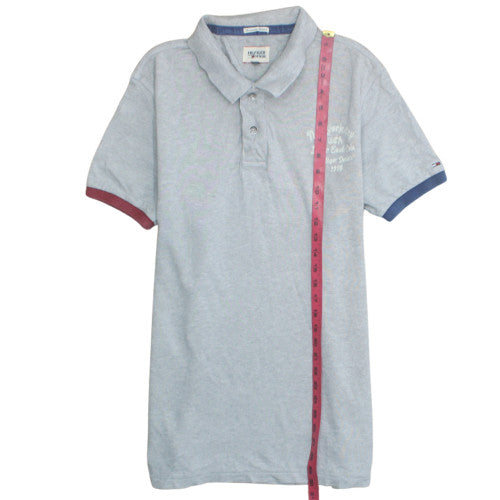 Hilfiger Denim Men's Grey XL Regular Fit Cotton Polo Shirt