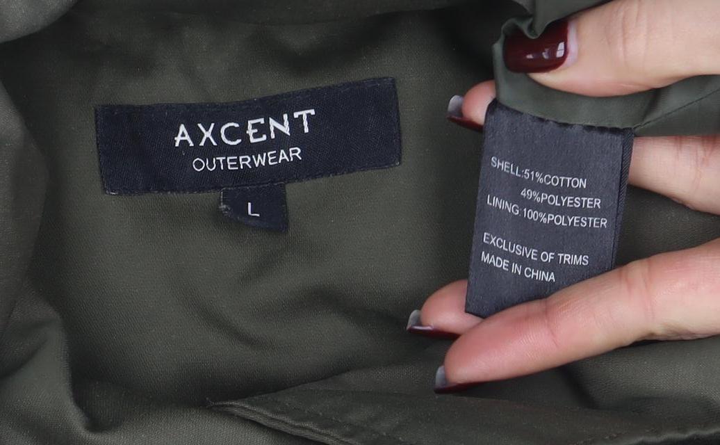 Axcent Women’s Green Parka Coat L Long Sleeve Zip Jacket