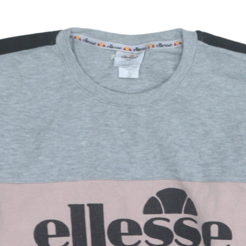 Ellesse Womens Grey Colourblock Pullover Sweatshirt S
