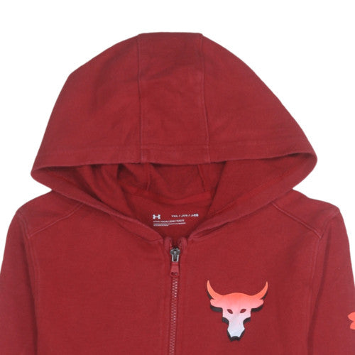 Additional view of Under Armour boys’ red full zip hoodie yxl 158-170 loose fit project rock