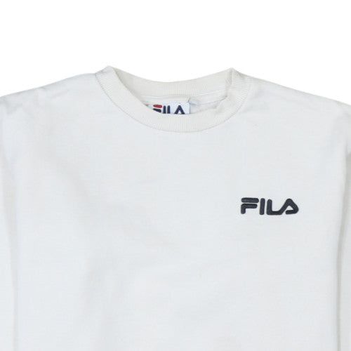 Additional view of Fila Women's White Pullover Sweatshirt XXS Cotton Blend Logo Crew Neck