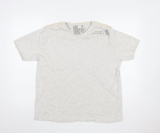 Additional front view of Lee Cooper Men's Grey Short Sleeve V-Neck T-Shirt XL Cotton Blend