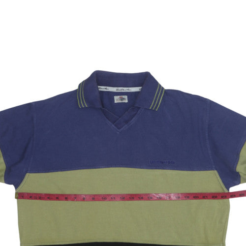 Levi's Men's Blue Green Black Colour Block Long Sleeve V-Neck Sweatshirt M