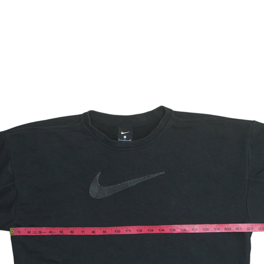 Nike Women Black S Crew Neck Pullover Sweatshirt Cotton Blend