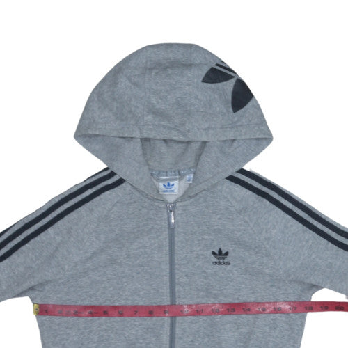 Adidas Women Grey Full Zip Hoodie Size 6 Classic Athletic Style